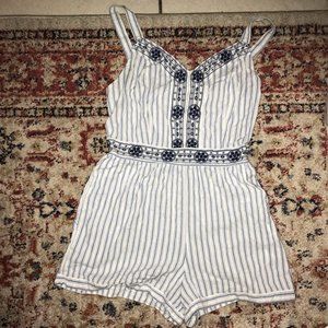 White and Navy Striped Romper